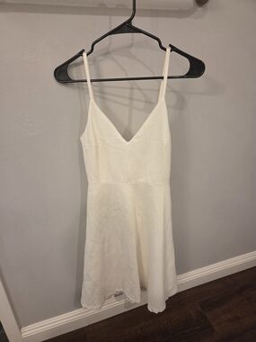Lulu's White Spaghetti Strap V-Neck Dress